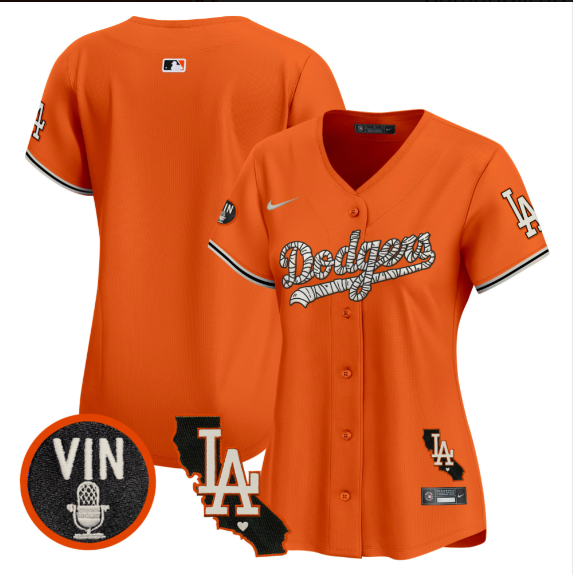 Women Los Angeles Dodgers 2025 orange Limited Stitched Jersey